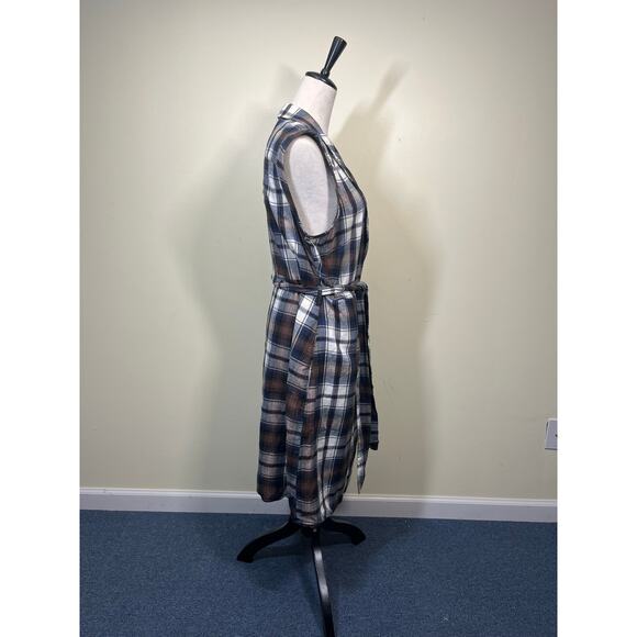 Anthropologie Tylho Plaid Collared Wrap Dress Size L Excellent Condition - Picture 12 of 15